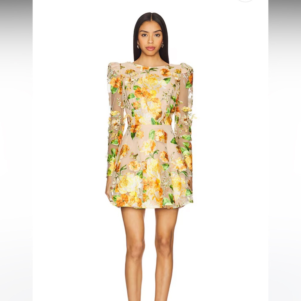 Elliatt Aella Floral Mini Dress in Orange and Yellow